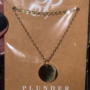 Plunder Gold Round Disc Pendant Necklace